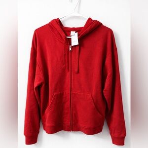 Auden Classic Red Full-Zip Hooded Sweatshirt
